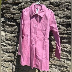 GAP Women’s Pretty Pink Trench Coat Button Up Largw